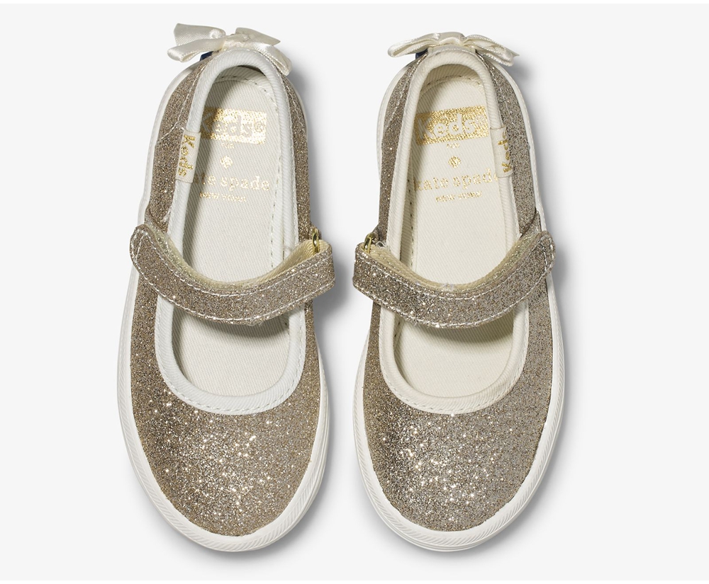 Keds Slip Ons Gold - Kate Spade new york Sloane MJ Glitter - Kids MIKRST-102